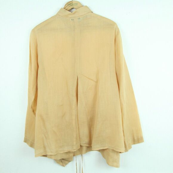 Elm Design Trapeze Hem Tie Front Blouse 3 L Sheer FLAWS Lagenlook Collared Tunic - Picture 9 of 15